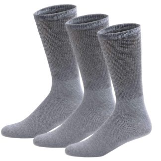 3 Pairs of Diabetic Neuropathy Cotton Crew Socks (Gray)