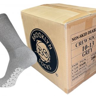 60 Pairs of Non-Skid Diabetic Cotton Crew Socks with Non Binding Top (Gray)