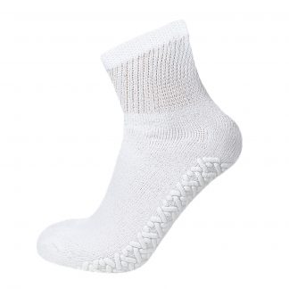 60 Pairs of Non-Skid Diabetic Cotton Quarter Socks with Non Binding Top (White)